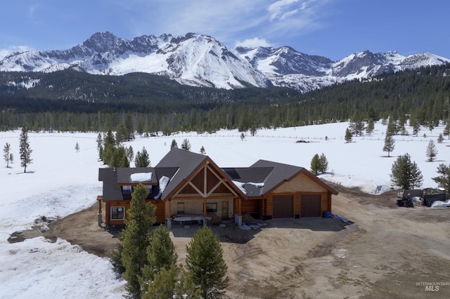 exterior space featuring a mountain view
