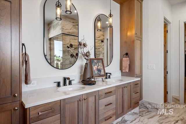 461 Centry Ave, Middleton, ID 83644 - bathroom with double vanity and marble finish floors