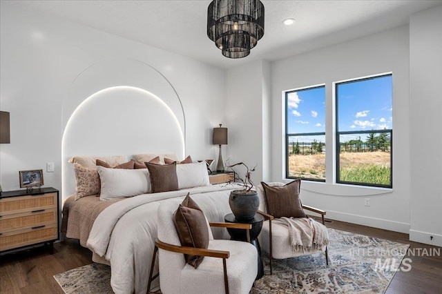 461 Centry Ave, Middleton, ID 83644 - bedroom with wood finished floors, recessed lighting, and a chandelier