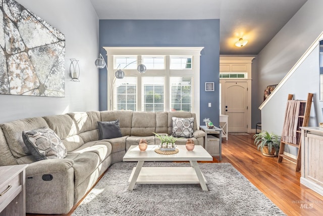 living area featuring wood finished floors