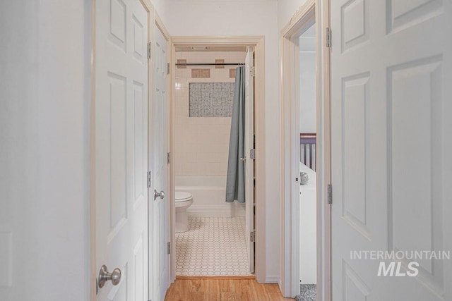 hallway with light wood-style flooring