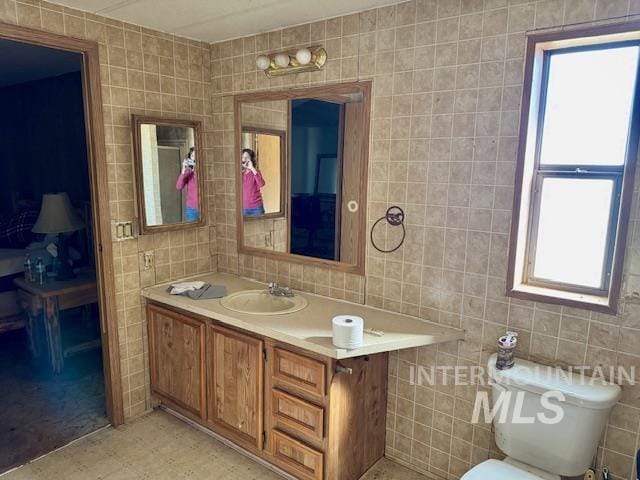 bathroom with toilet and vanity