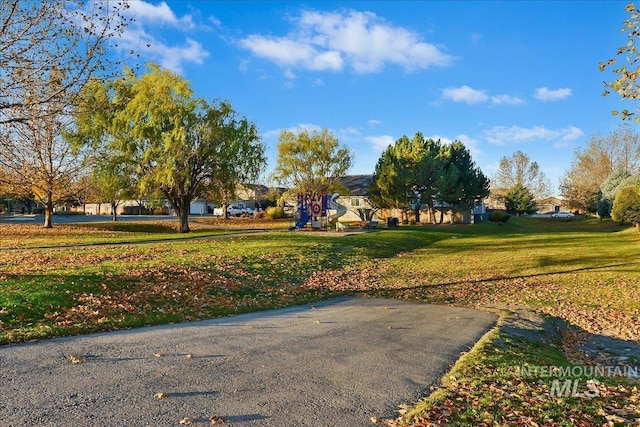 view of yard with a playground