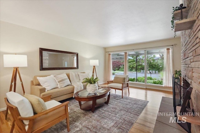 living room with wood finished floors