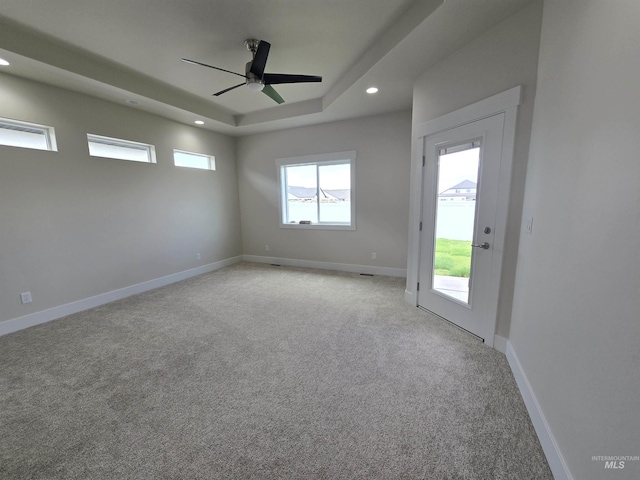 563 Full Moon Way, Twin Falls, ID 83301 - empty room with recessed lighting, light colored carpet, a raised ceiling, and ceiling fan