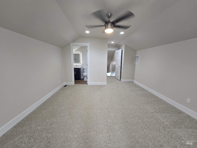 563 Full Moon Way, Twin Falls, ID 83301 - bonus room featuring a ceiling fan, light carpet, lofted ceiling, and recessed lighting
