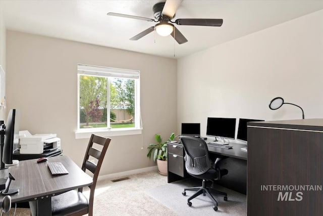 12131 W Precept Ln, Kuna, ID 83634 - home office with carpet flooring, ceiling fan, and baseboards