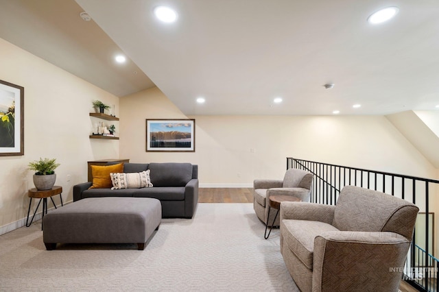 living room with vaulted ceiling