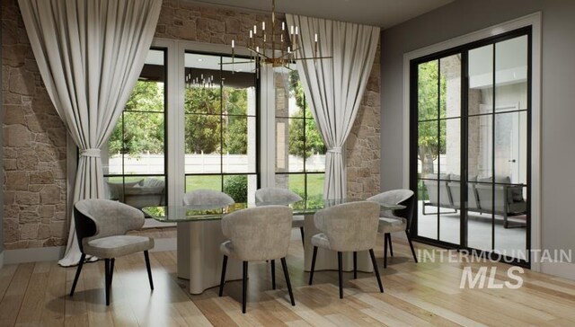 1054 N Delehaye Ave, Eagle, ID 83616 - dining room with a chandelier and light wood-style floors
