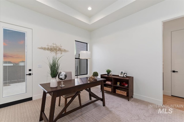 9891 W Napier Ct, Star, ID 83669 - office area featuring recessed lighting, baseboards, and light carpet