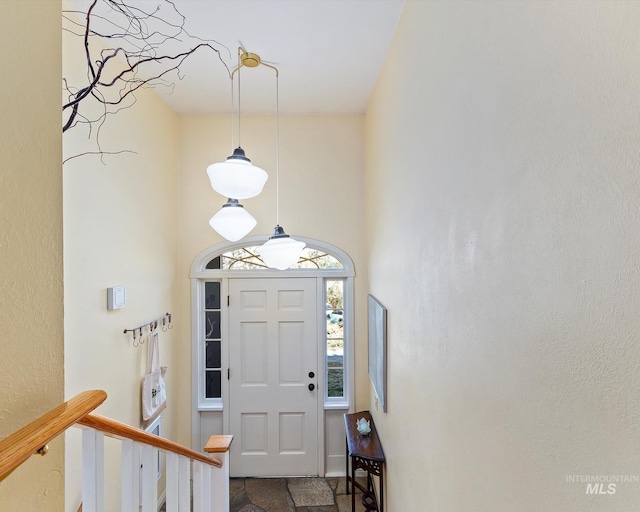 entrance foyer with stone finish floor