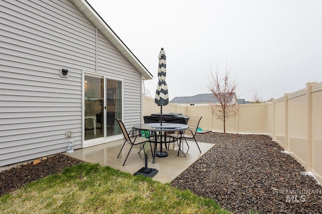 view of yard featuring a fenced backyard and a patio