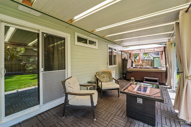 13725 W Fig St, Boise, ID 83713 - sunroom / solarium featuring a hot tub and an outdoor fire pit
