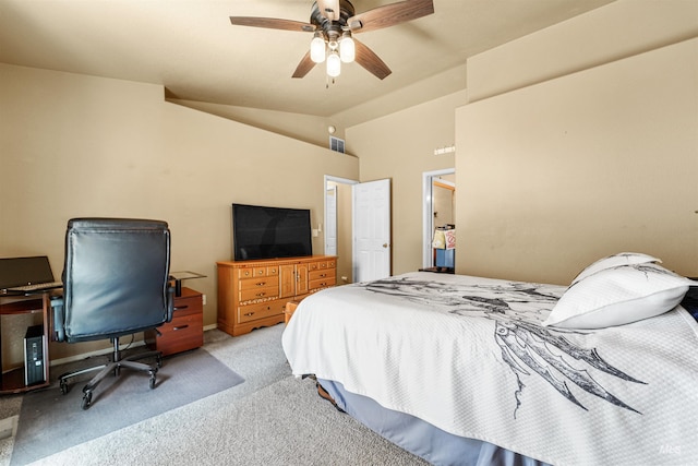 13725 W Fig St, Boise, ID 83713 - carpeted bedroom featuring lofted ceiling, ceiling fan, and a desk