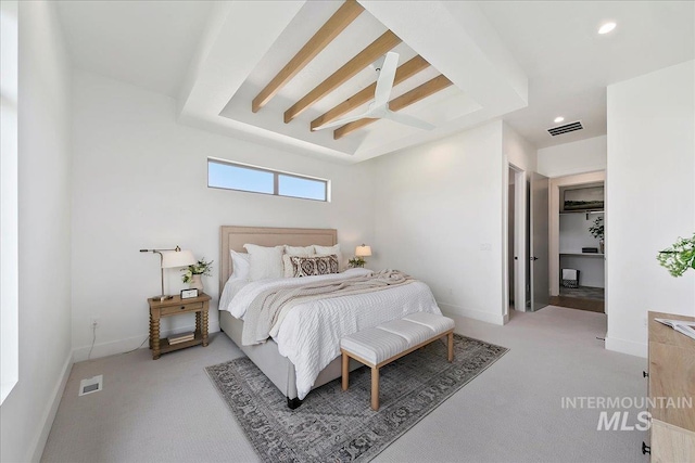 bedroom featuring carpet and ceiling fan