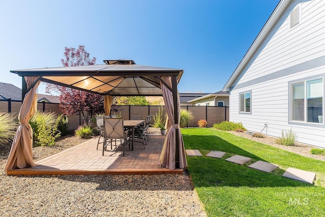 view of yard with a gazebo and a patio area