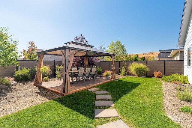 view of yard featuring a gazebo and a patio area