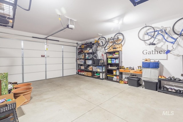 garage with a garage door opener