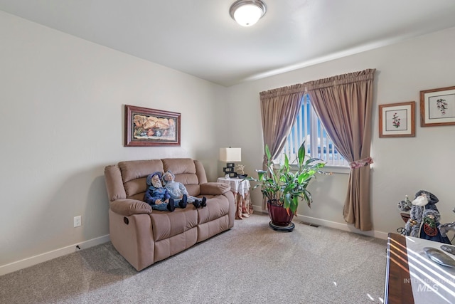 living room with carpet