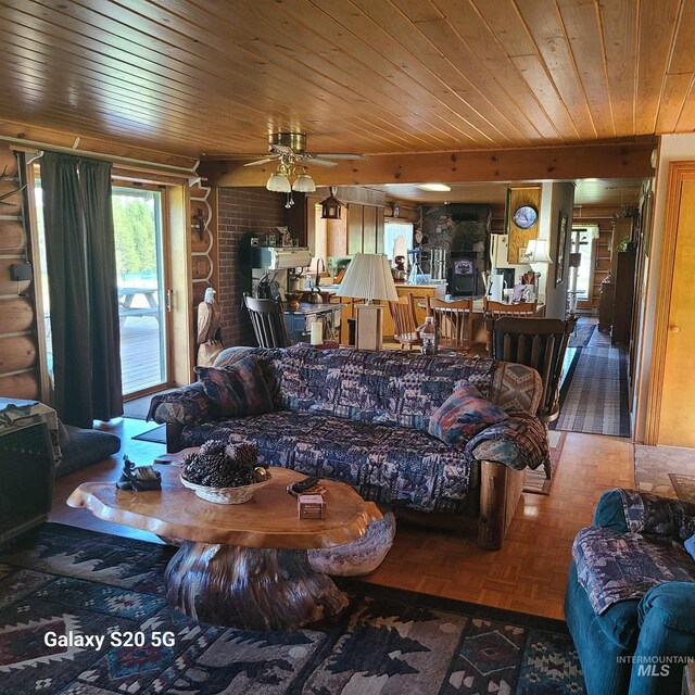 1050 Maxwell Ln, Elk City, ID 83525 - living area with wooden ceiling