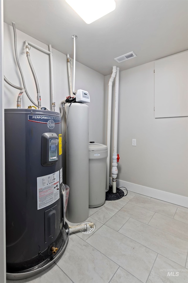 utility room with electric water heater