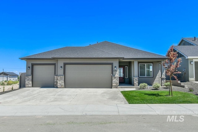 prairie-style house with a garage