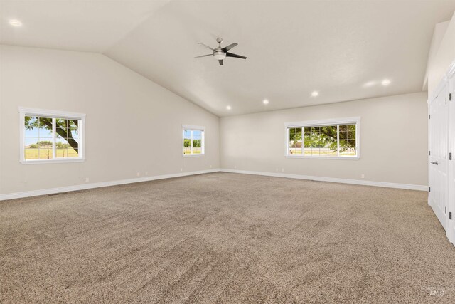 2790 S Mcdermott Rd, Nampa, ID 83687 - carpeted spare room with a ceiling fan, vaulted ceiling, recessed lighting, and baseboards