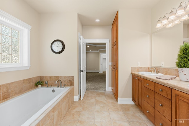 2790 S Mcdermott Rd, Nampa, ID 83687 - bathroom with vanity, a bath, and tile patterned flooring