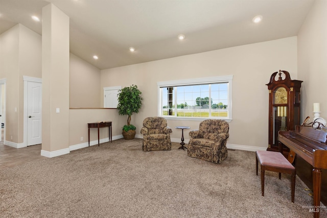 2790 S Mcdermott Rd, Nampa, ID 83687 - living area with carpet, lofted ceiling, recessed lighting, and baseboards