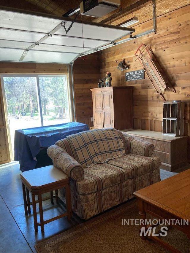 interior space with wooden walls