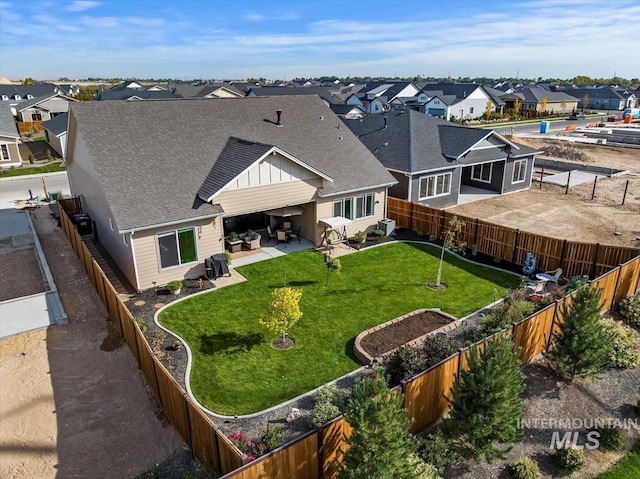 drone / aerial view with a residential view