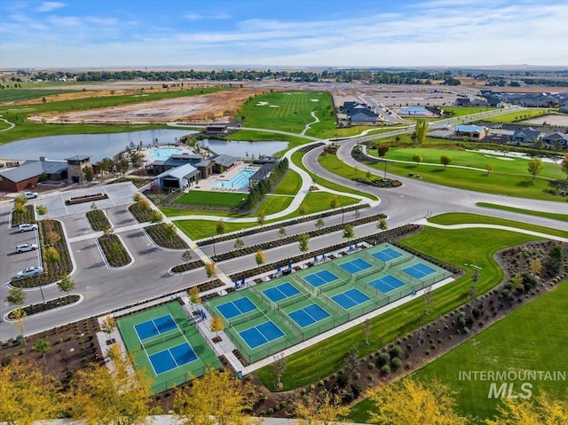 bird's eye view featuring a water view