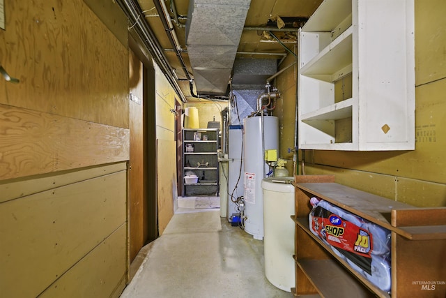 unfinished basement with water heater