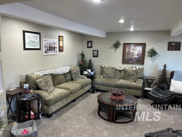 living room with carpet flooring