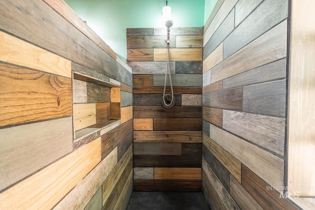 interior space with a tile shower