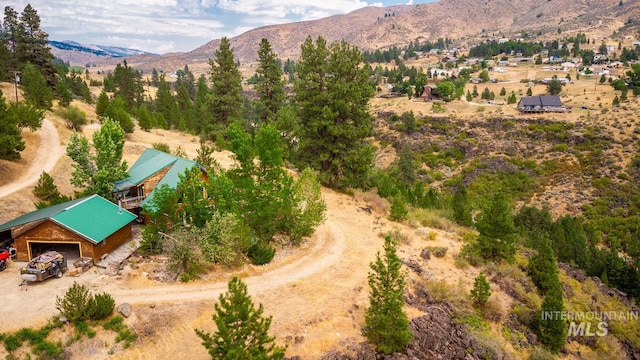 aerial view with a mountain view