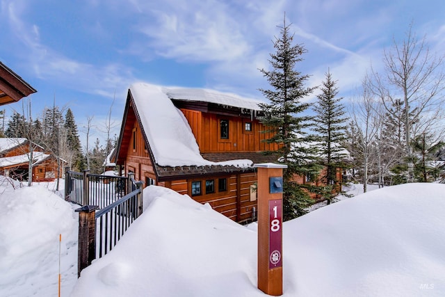 exterior space featuring board and batten siding