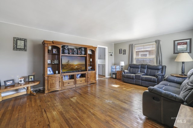 living room with hardwood / wood-style flooring