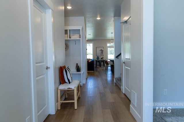 1946 W Windswept, Meridian, ID 83646 - hall with wood finished floors and recessed lighting