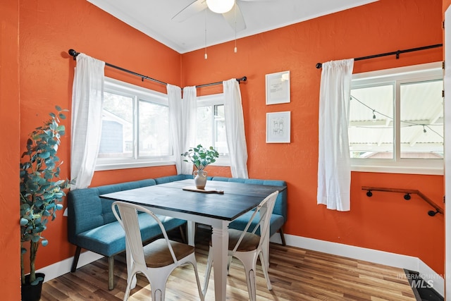4705 W Franklin Rd, Boise, ID 83705 - dining area with wood finished floors and ceiling fan
