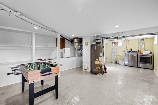 4705 W Franklin Rd, Boise, ID 83705 - basement featuring water heater, washing machine and dryer, and recessed lighting