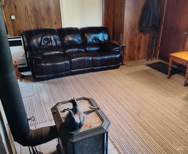 2738 Dixie Rd, Dixie, ID 83525 - living room featuring wood walls and carpet floors