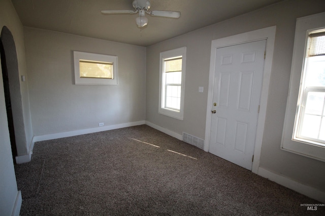 unfurnished room with carpet floors and a wealth of natural light