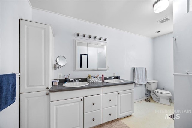 bathroom with toilet and vanity