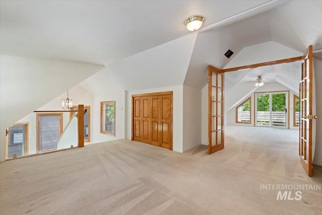 1915 N 23rd St, Boise, ID 83702 - bonus room with carpet flooring, lofted ceiling, ceiling fan, and a chandelier