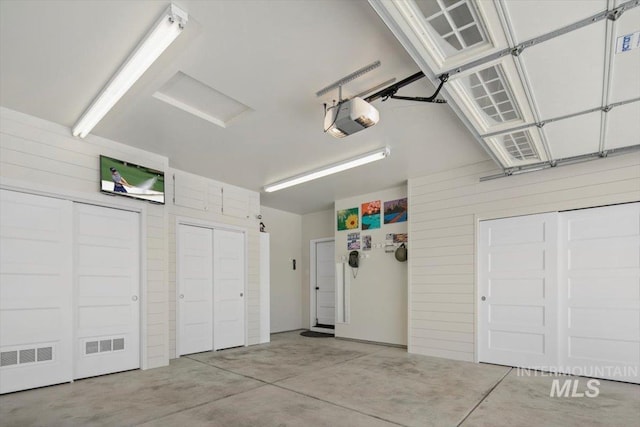 garage with a garage door opener