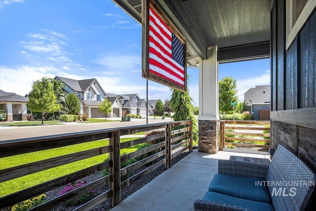 balcony featuring a porch