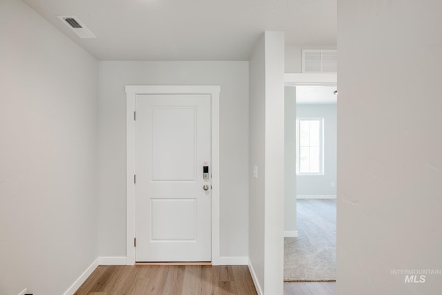 interior space with light hardwood / wood-style flooring