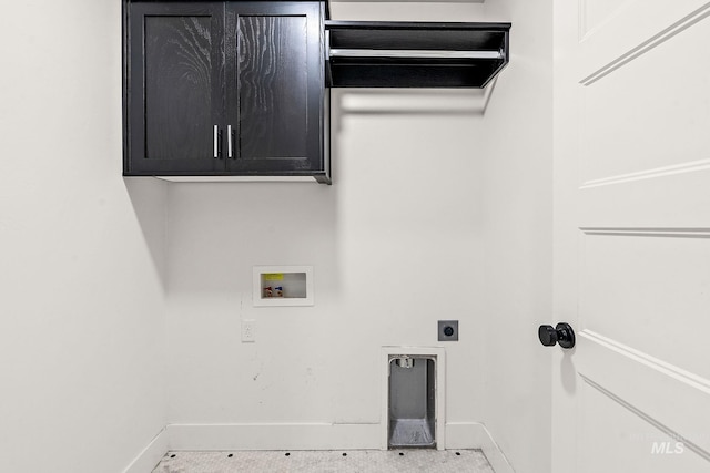 laundry area featuring electric dryer hookup, cabinets, and hookup for a washing machine