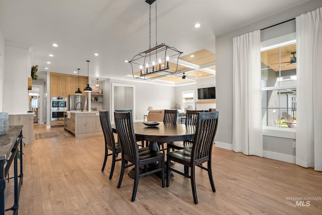6635 Big Wood Way, Star, ID 83669 - dining room featuring ceiling fan, recessed lighting, light wood-style floors, and baseboards